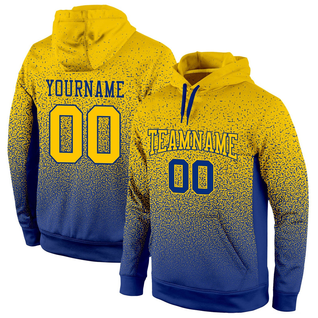 Custom Stitched Royal Gold Fade Fashion Sports Pullover Sweatshirt Hoodie photo 1
