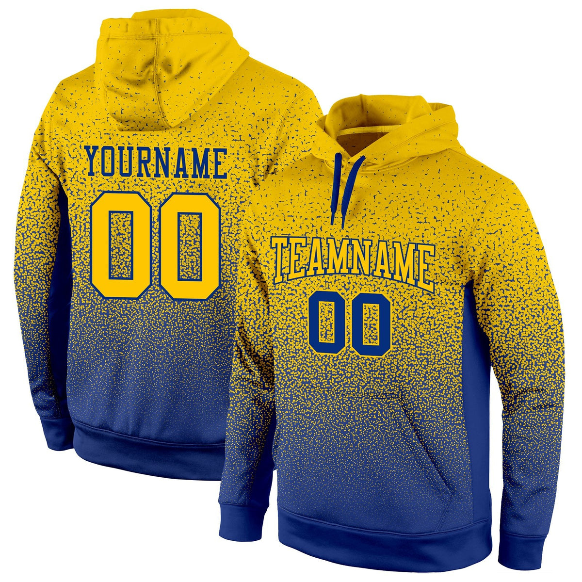 Custom Stitched Royal Gold Fade Fashion Sports Pullover Sweatshirt Hoodie photo 1