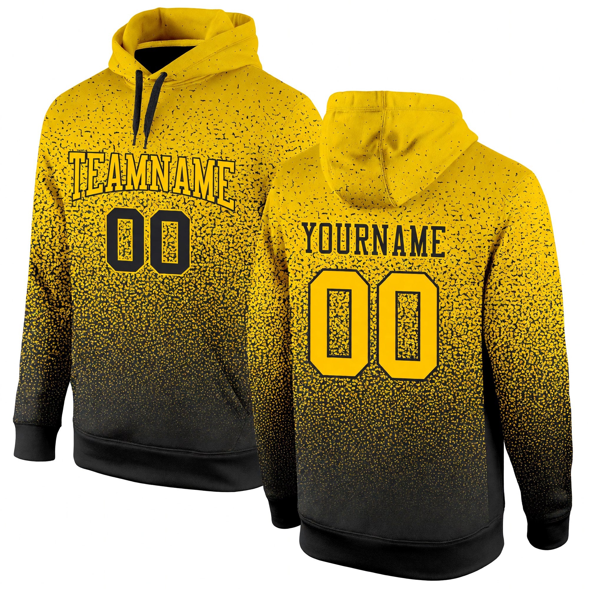 Custom Stitched Black Gold Fade Fashion Sports Pullover Sweatshirt Hoodie