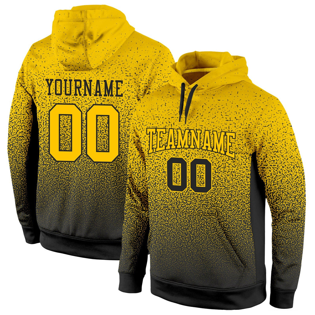 Custom Stitched Black Gold Fade Fashion Sports Pullover Sweatshirt Hoodie photo 1