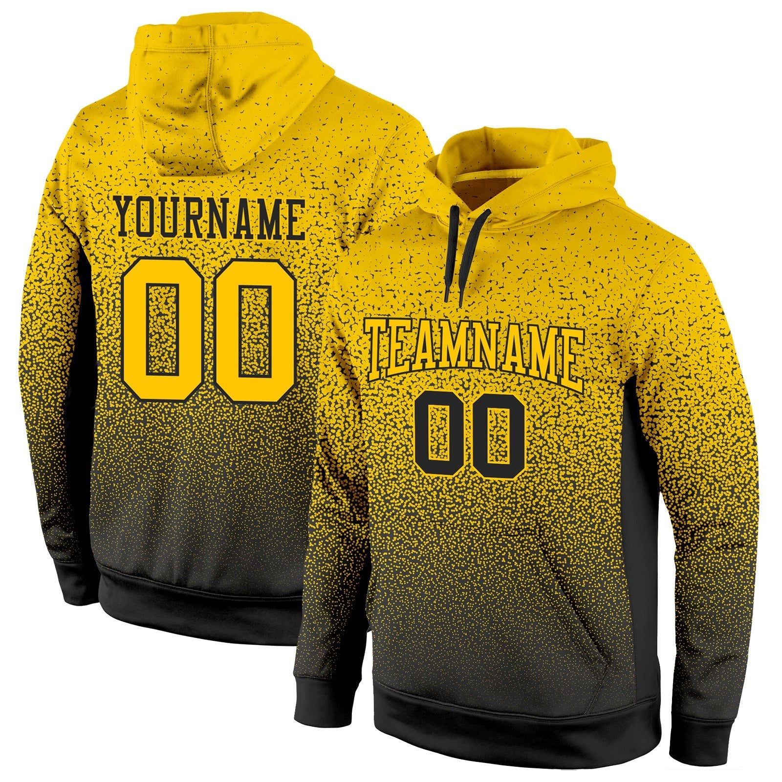 Custom Stitched Black Gold Fade Fashion Sports Pullover Sweatshirt Hoodie photo 1
