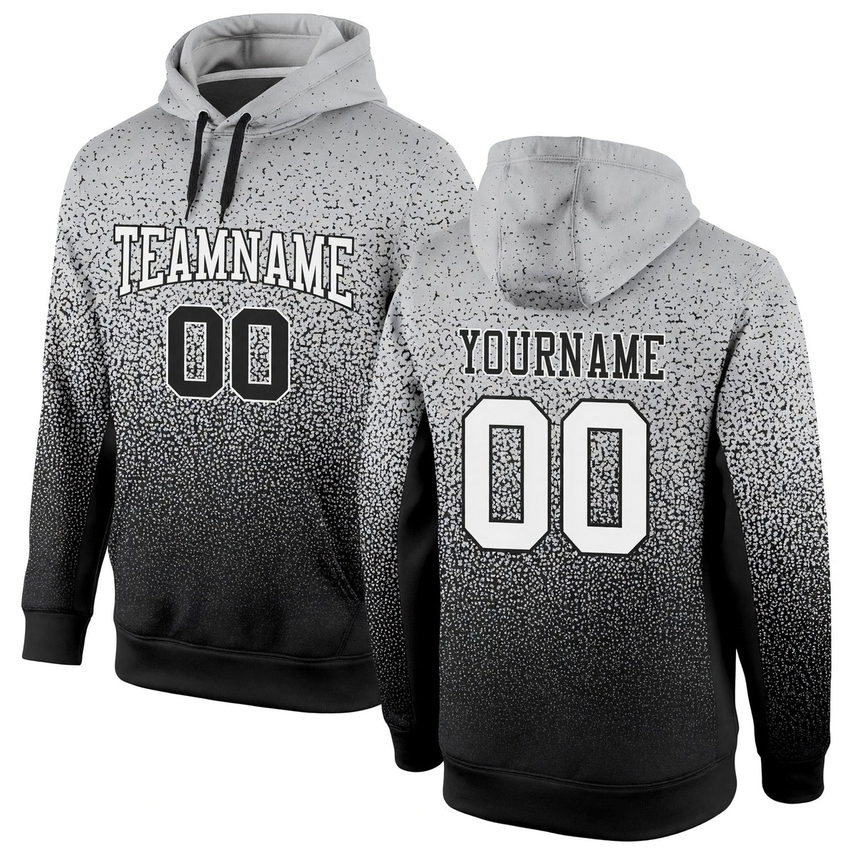 Custom Stitched Gray White-Black Fade Fashion Sports Pullover Sweatshirt Hoodie