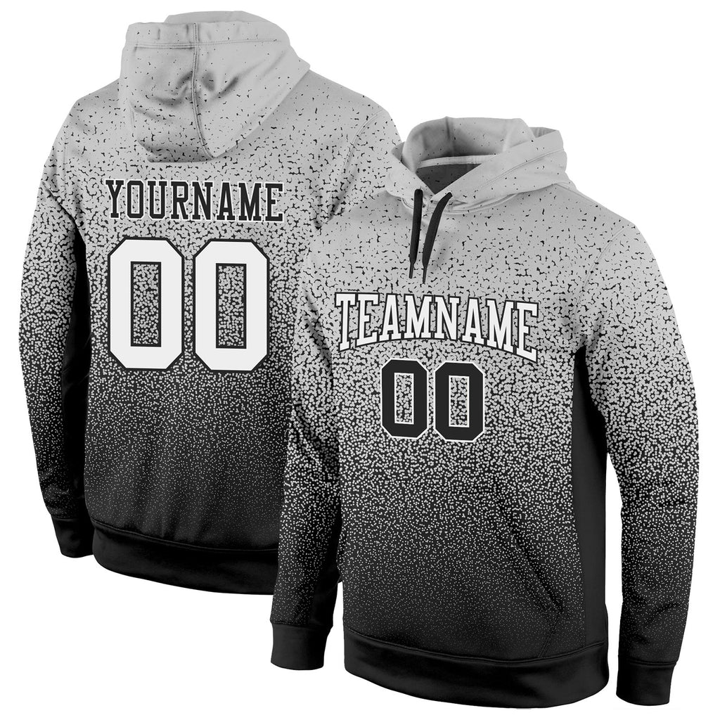 Custom Stitched Gray White-Black Fade Fashion Sports Pullover Sweatshirt Hoodie photo 1