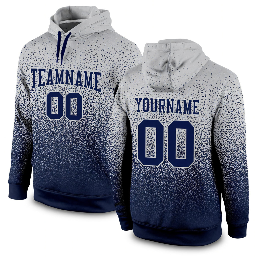 Custom Stitched Gray Navy Fade Fashion Sports Pullover Sweatshirt Hoodie