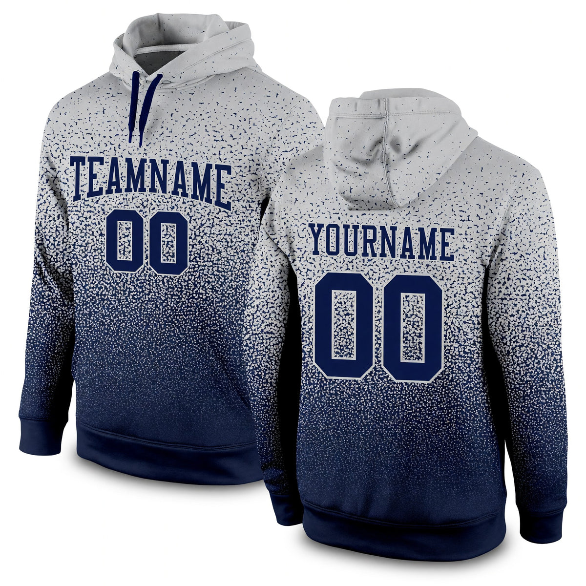 Custom Stitched Gray Navy Fade Fashion Sports Pullover Sweatshirt Hoodie