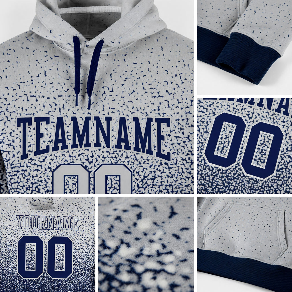 Custom Stitched Gray Navy Fade Fashion Sports Pullover Sweatshirt Hoodie detail