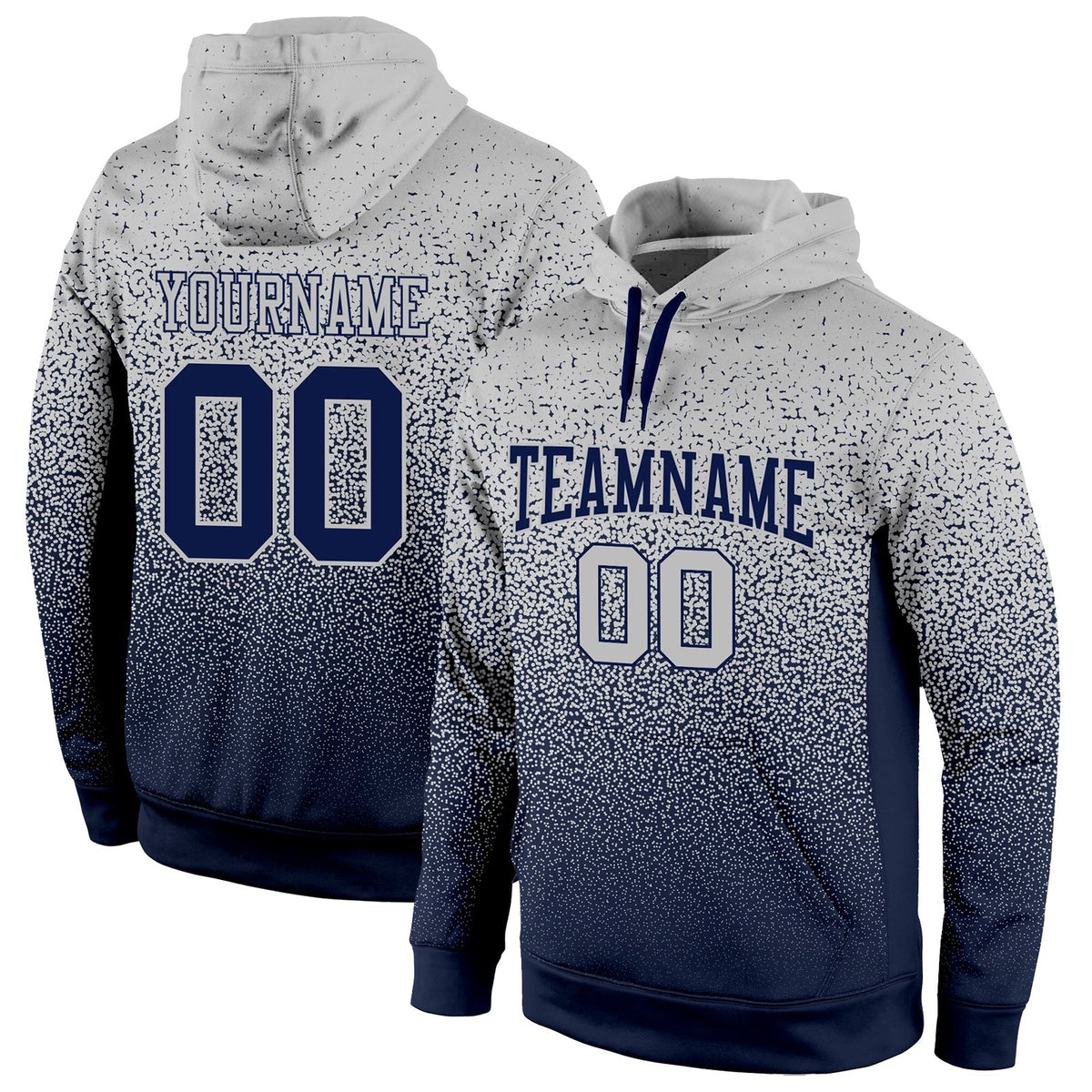 Custom Stitched Gray Navy Fade Fashion Sports Pullover Sweatshirt Hoodie photo 1