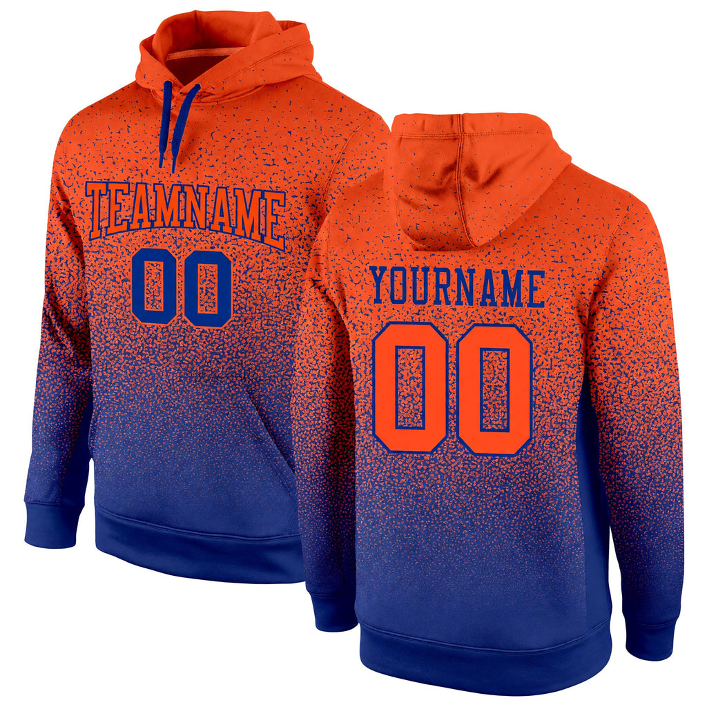 Custom Stitched Royal Orange Fade Fashion Sports Pullover Sweatshirt Hoodie