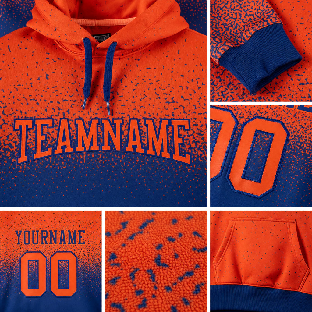 Custom Stitched Royal Orange Fade Fashion Sports Pullover Sweatshirt Hoodie detail