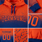 Custom Stitched Royal Orange Fade Fashion Sports Pullover Sweatshirt Hoodie detail