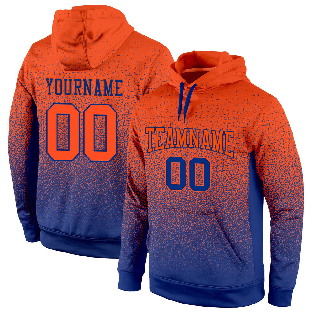 Custom Stitched Royal Orange Fade Fashion Sports Pullover Sweatshirt Hoodie photo 1