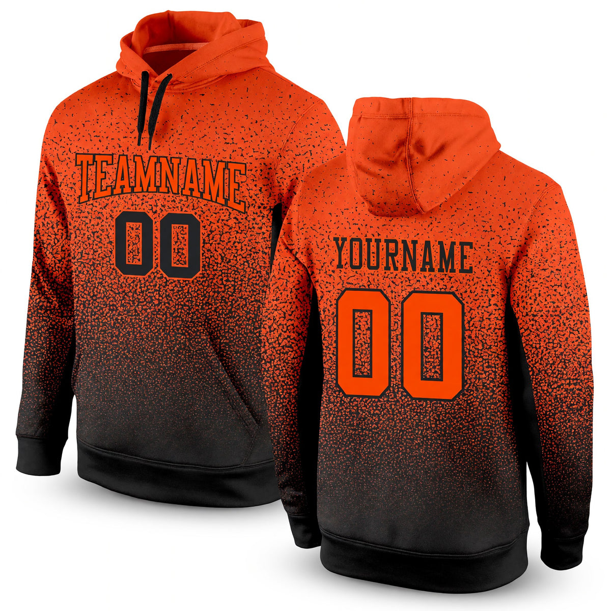 Custom Stitched Black Orange Fade Fashion Sports Pullover Sweatshirt Hoodie