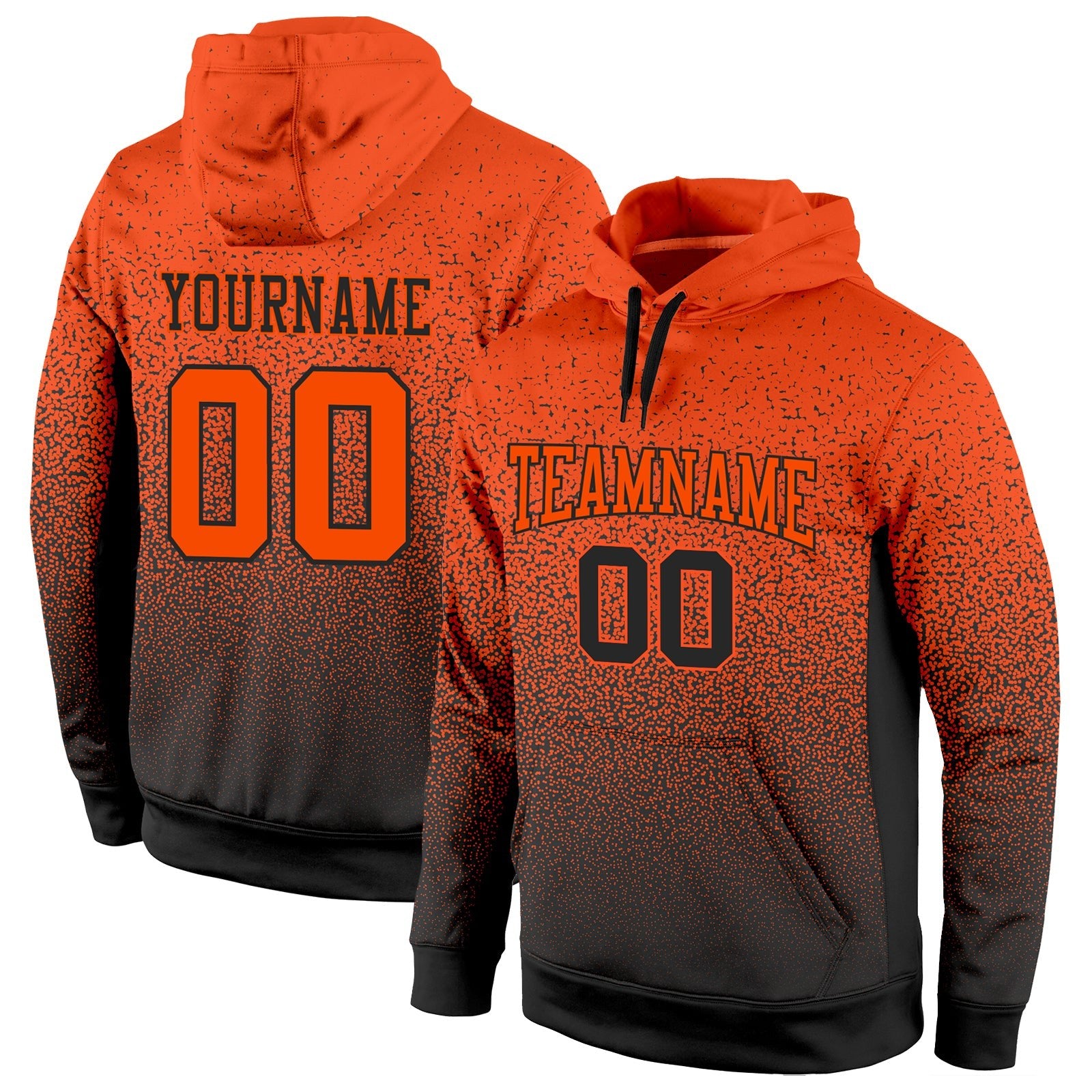 Custom Stitched Black Orange Fade Fashion Sports Pullover Sweatshirt Hoodie photo 1