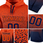 Custom Stitched Navy Orange Fade Fashion Sports Pullover Sweatshirt Hoodie detail