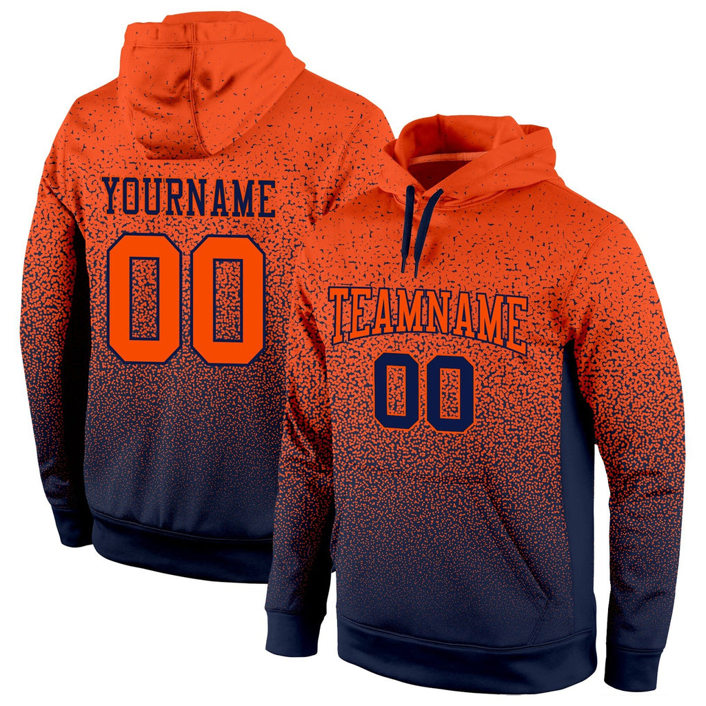 Custom Stitched Navy Orange Fade Fashion Sports Pullover Sweatshirt Hoodie photo 1