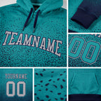 Custom Stitched Aqua Gray-Navy Fade Fashion Sports Pullover Sweatshirt Hoodie detail