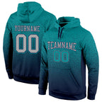 Custom Stitched Aqua Gray-Navy Fade Fashion Sports Pullover Sweatshirt Hoodie photo 1