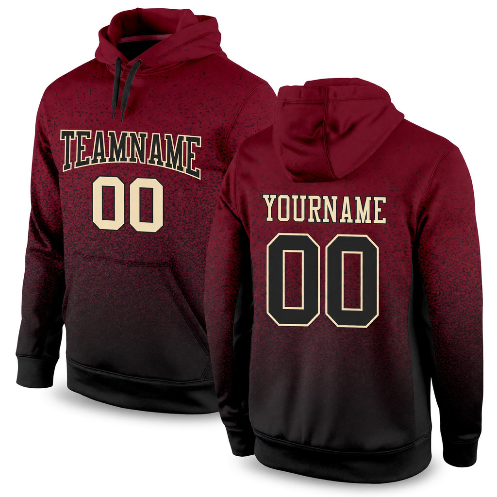 Custom Stitched Crimson Black-Cream Fade Fashion Sports Pullover Sweatshirt Hoodie