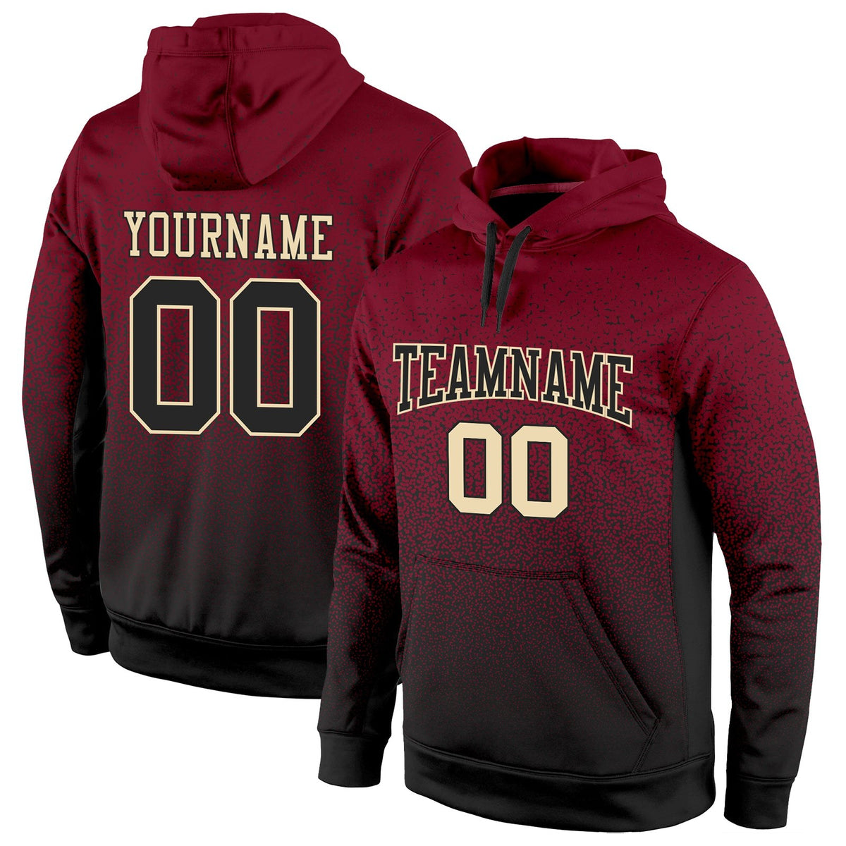 Custom Stitched Crimson Black-Cream Fade Fashion Sports Pullover Sweatshirt Hoodie photo 1
