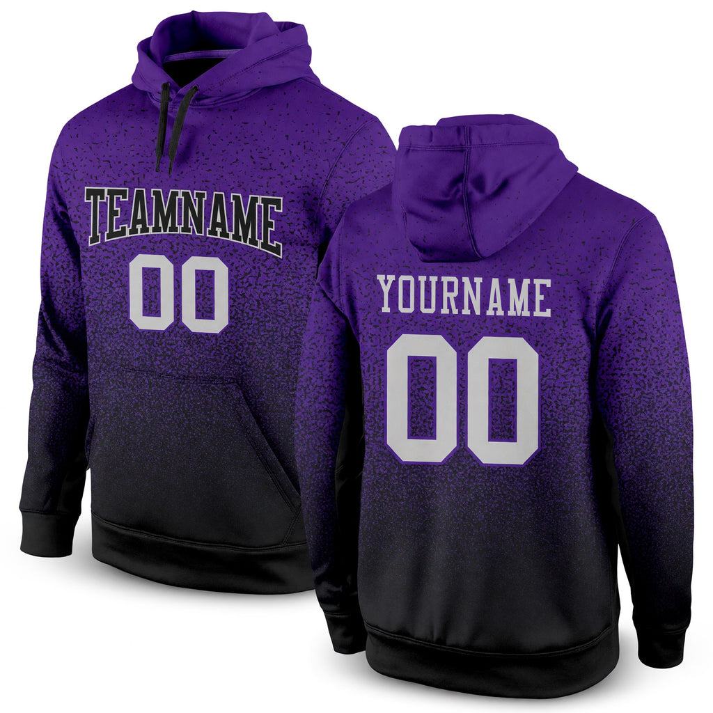 Custom Stitched Black Purple-Gray Fade Fashion Sports Pullover Sweatshirt Hoodie