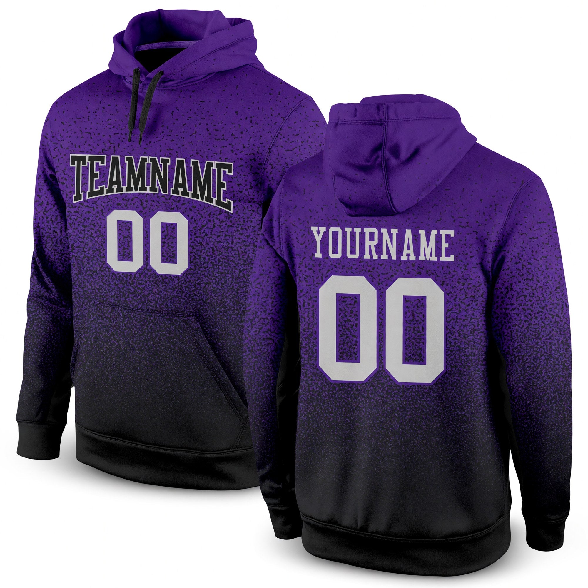 Custom Stitched Black Purple-Gray Fade Fashion Sports Pullover Sweatshirt Hoodie