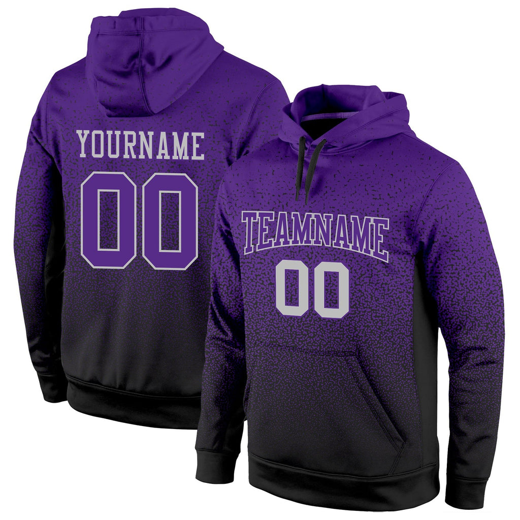 Custom Stitched Black Purple-Gray Fade Fashion Sports Pullover Sweatshirt Hoodie photo 1