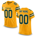 Custom Gold Green-White Mesh Authentic Football Jersey