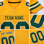 Custom Gold Green-White Mesh Authentic Football Jersey detail