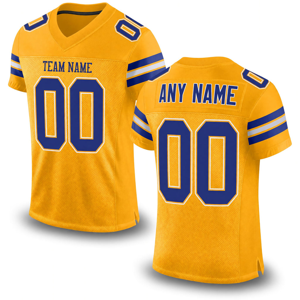 Custom Gold Royal-White Mesh Authentic Football Jersey