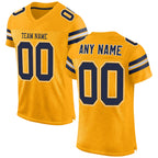 Custom Gold Navy-White Mesh Authentic Football Jersey