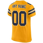 Custom Gold Navy-White Mesh Authentic Football Jersey photo 3
