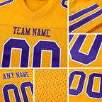 Custom Gold Purple-White Mesh Authentic Football Jersey detail