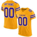 Custom Gold Purple-White Mesh Authentic Football Jersey photo 1