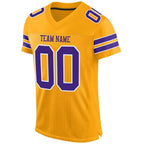 Custom Gold Purple-White Mesh Authentic Football Jersey photo 2
