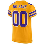 Custom Gold Purple-White Mesh Authentic Football Jersey photo 3