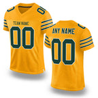 Custom Gold Green-White Mesh Authentic Football Jersey