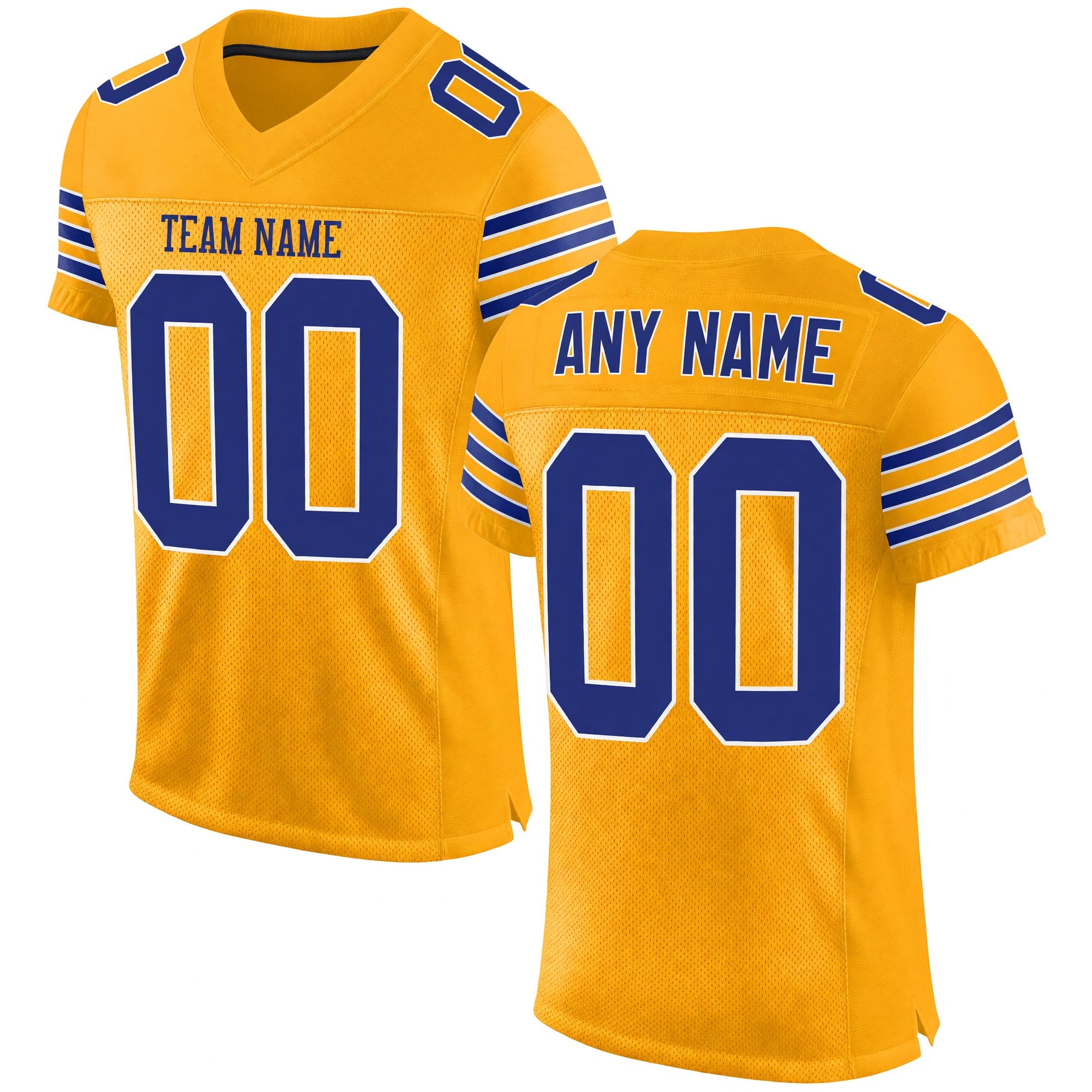 Custom Gold Royal-White Mesh Authentic Football Jersey