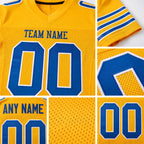 Custom Gold Royal-White Mesh Authentic Football Jersey detail