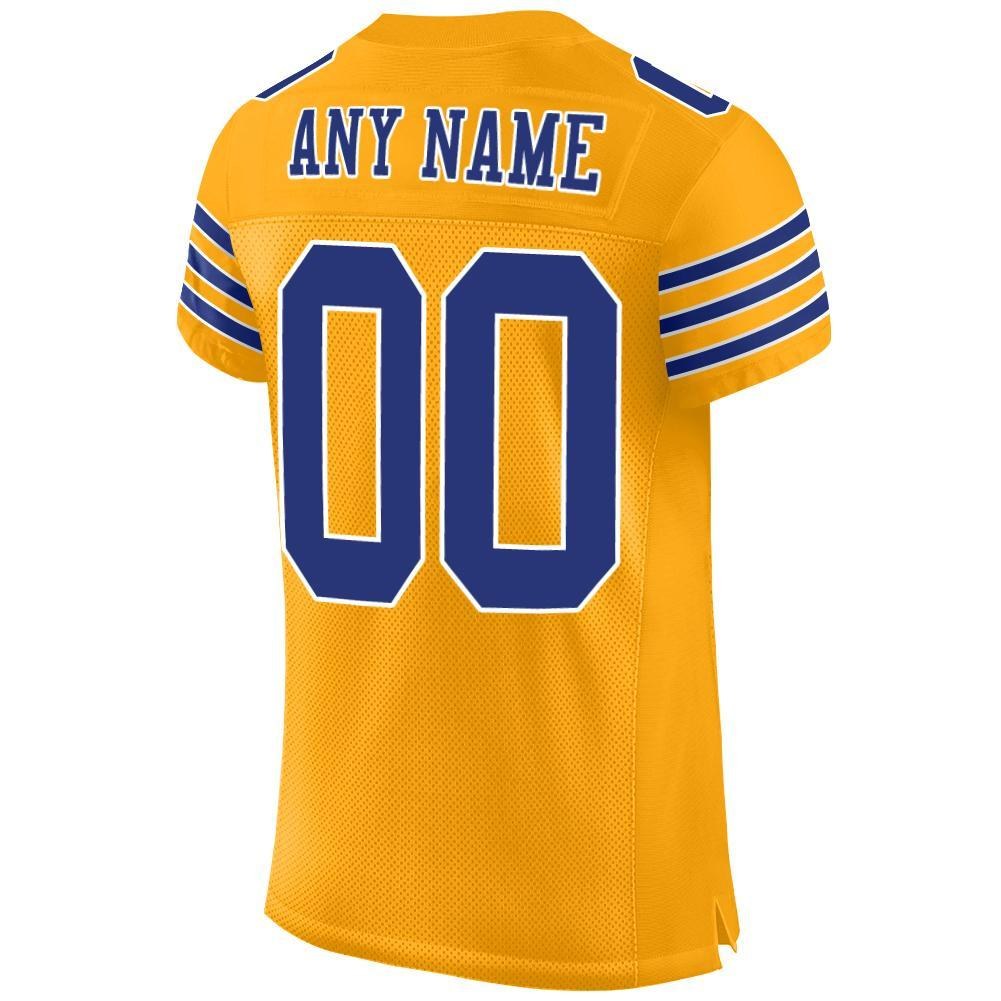 Custom Gold Royal-White Mesh Authentic Football Jersey photo 3