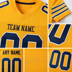 Custom Gold Navy-White Mesh Authentic Football Jersey detail