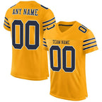 Custom Gold Navy-White Mesh Authentic Football Jersey photo 1