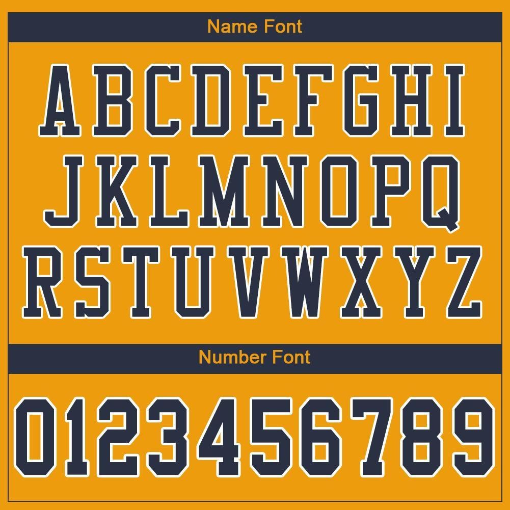 Custom Gold Navy-White Mesh Authentic Football Jersey photo 4