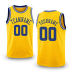 Custom Gold Royal-White Round Neck Rib-Knit Basketball Jersey