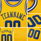 Custom Gold Royal-White Round Neck Rib-Knit Basketball Jersey detail