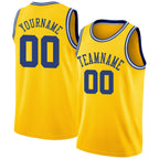 Custom Gold Royal-White Round Neck Rib-Knit Basketball Jersey photo 1