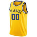 Custom Gold Royal-White Round Neck Rib-Knit Basketball Jersey photo 5