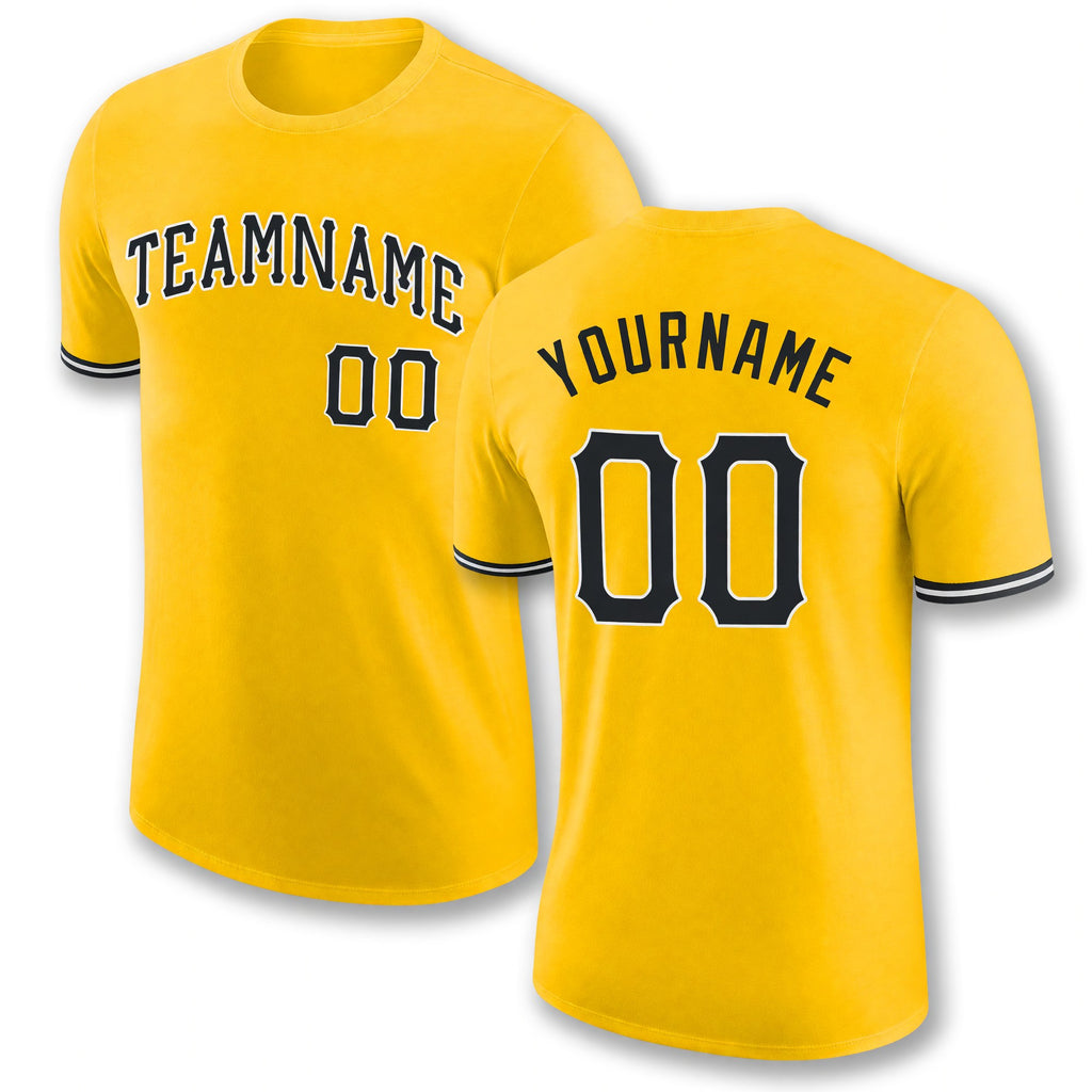 Custom Gold Black-White Performance T-Shirt