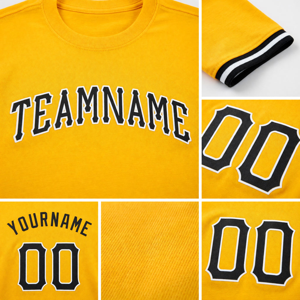 Custom Gold Black-White Performance T-Shirt detail