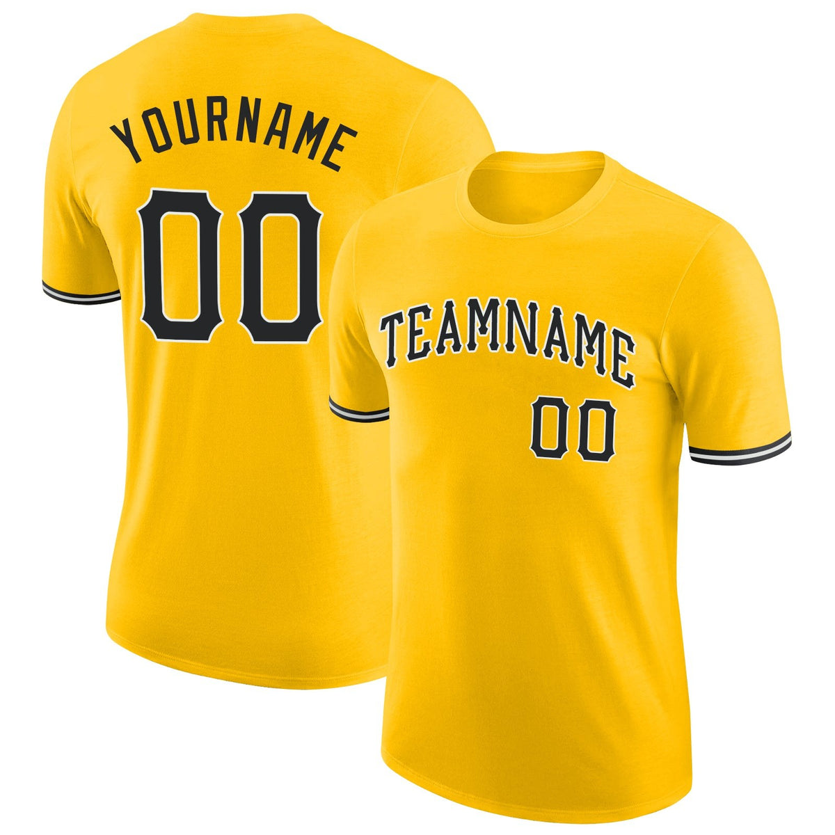 Custom Gold Black-White Performance T-Shirt photo 1