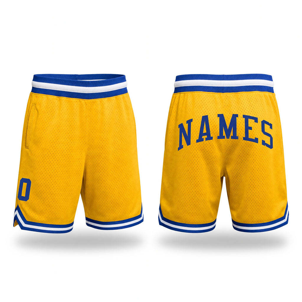 Custom Gold Royal-White Authentic Throwback Basketball Shorts